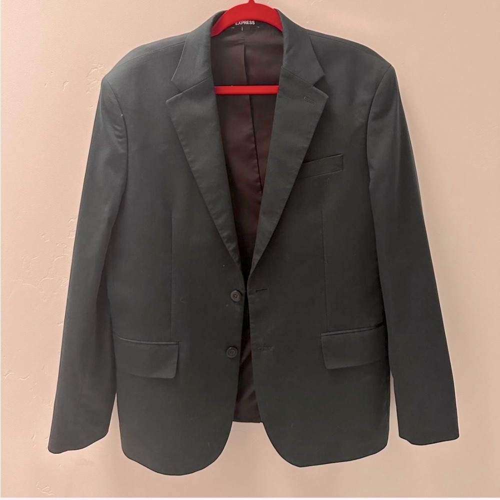 Forest green suit.